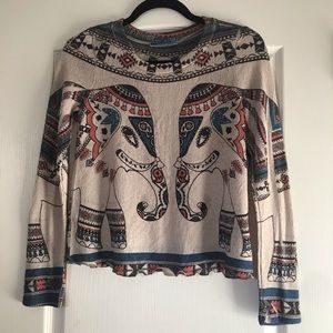 Gaze USA Long Sleeve Elephant Print Top